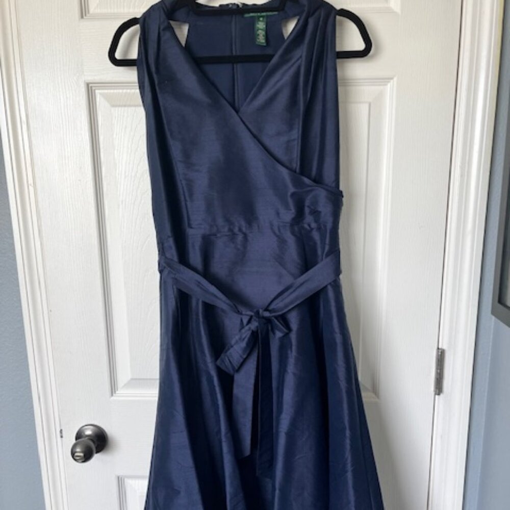 Lauren Ralph Lauren navy silk semi-formal dress with pockets - 12